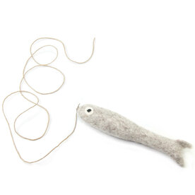 Cat toy Toller Hecht with cord grey 3 cm 3