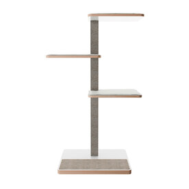 Cat tree Owen 3 + SA 145 cm Wood/Sisal/Polyester white/grey/grey
