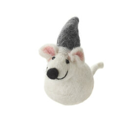 Toy Cat Barrow Christmas mouse Wool felt white/grey