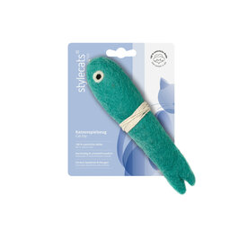 Toy Cat Pike w line Wool felt blue