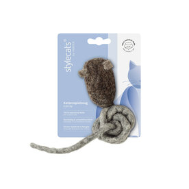 Toy Cat Mousi long Wool felt light grey