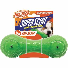 Nerf 7in TPR Beef Super Scent Barbell Solid Core -Green-Clear