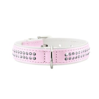 Hunter Halsband Modern Art Deluxe 45 Nickel Kunstleder, Rosa/ Wei&szlig;, 34-40 Cm  1