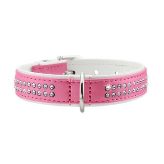 Hunter Halsband Modern Art Deluxe 45 Nickel Kunstleder, Pink/ Wei&szlig;, 34-40 Cm  1