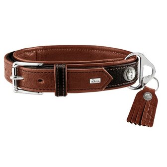 Hunter Halsband Cody Special, M Bisonleder, Dunkelbraun/Cognac  1