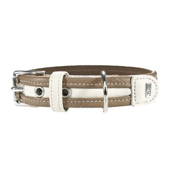 Hunter Halsband Madeira, 55 Beschichtetes Spaltleder Stein/Wei&szlig;  1