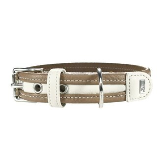 Hunter Halsband Madeira, 50 Beschichtetes Spaltleder Stein/Wei&szlig;  1