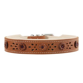 Hunter Halsband Virginia Rose, 60 Rost/Beige, Leder  1