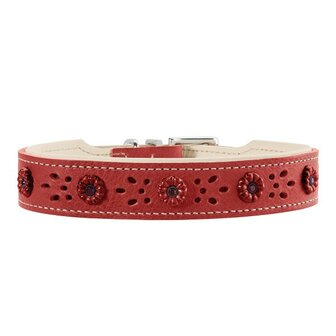 Hunter Halsband Virginia Rose, 47 Rot/Beige, Leder  1