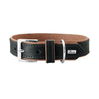 Hunter Halsband Porto, 30 Schwarz/Cognac, Leder  1