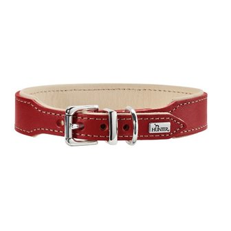 Hunter Halsband Virginia, 32 Rot/Beige, Leder  1