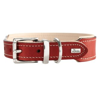 Hunter Halsband Virginia, 65 Rot/Beige, Leder  1