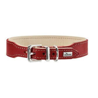 Hunter Halsband Virginia, 45 Rot/Beige, Leder  1