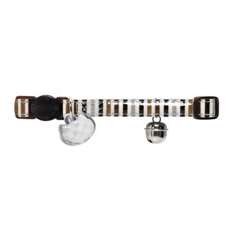 Katzenhalsband Glossy Stripes Mit Gl&ouml;ckchen, Braun  3