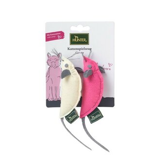 Hunter Katzenspielzeug &quot;By Laura&quot; Maus Lang Creme, Pink  6