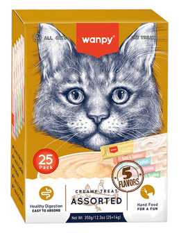 Wanpy - Creamy Lickable 25-pack5 Flavors - Cat