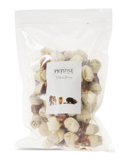 Wit geknoopt bot met eend  (Rund /eend ) 2.5 inch-3 inch 6.25cm-7.5cm