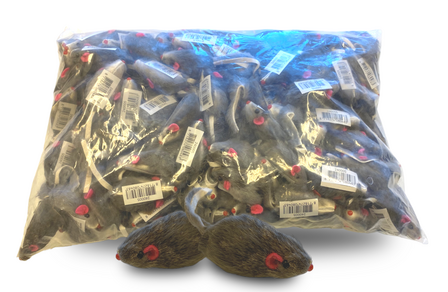 200 Bontmuizen met ratel in bulk kleur grijs 5 cm