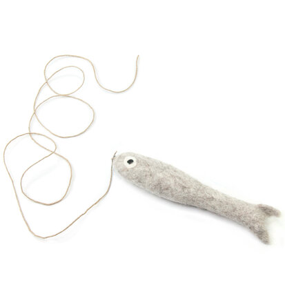 Cat toy Toller Hecht with cord grey 3 cm 3