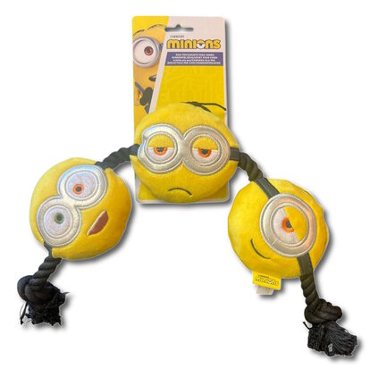 Minions pluche 3x aan flostouw 42cm