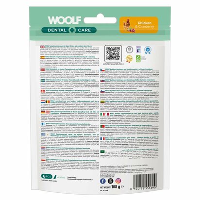 WOOLF Dental Care 6 pcs  108 GR Kip & Cranberry BAR