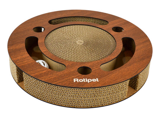 Cat Scratcher-Wheel -Dark Wood