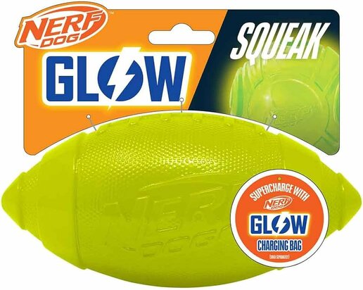 Nerf 7in TPR Ultra GLOW Classic Squeak Football -Green