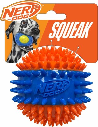 Nerf 2.7in TPR 3-Part Spike Squeak Ball -Orange/Blue