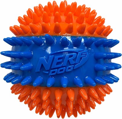 Nerf 2.7in TPR 3-Part Spike Squeak Ball -Orange/Blue