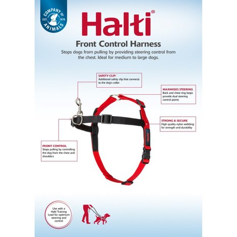 Halti Front Control Harness Black/Red Medium