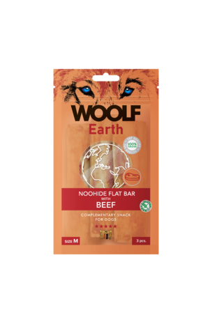 Woolf Earth Noohide M Flat Bar With Beef 90G