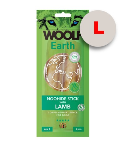 Woolf Earth Noohide L Stick With Lamb 85G