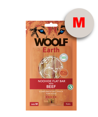 Woolf Earth Noohide M Flat Bar With Beef 90G