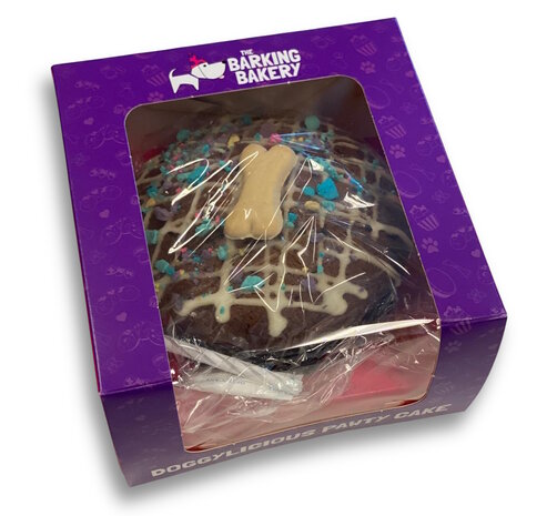 Barking Bakery Sparkling Carob Drizzle lines Pawty Cake 