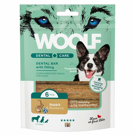 WOOLF Dental Care 6 pcs  108 GR  Konijn & Bosbessen BAR