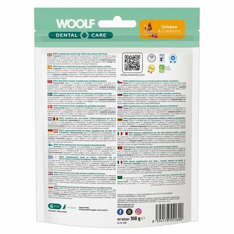 WOOLF Dental Care 6 pcs  108 GR Kip & Cranberry BAR