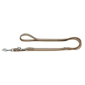 Hunter Verst.Führleine Madeira, 20/200 Beschichtetes Spaltleder Stein/Weiß  1