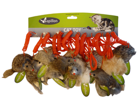 Papillon Muis Ratel 9 cm met Spiraal Veer 12 op een kaart